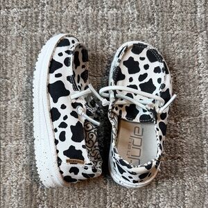 Hey Dude Toddler 8 K8 Milky Way Cow Print Black White